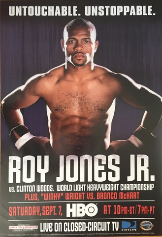 Original Vintage Roy Jones Jr. vs. Clinton Woods Boxing Fight Poster Cover