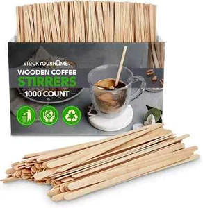 1000 Count Wooden Coffee Stir Sticks, Bulk Wood Stirrers for Coffee and Tea, Dis - Picture 1 of 6