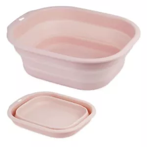Collapsible Wash Basin Set of 2 Foldable Small Medium Size Wash Basin Portabl... - Picture 1 of 6