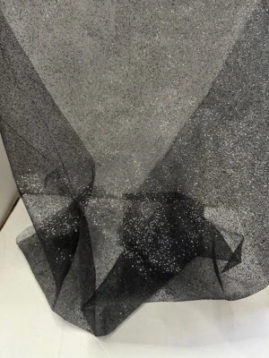Tela de tul negro brillo para bodas ducha por yarda Foto 1 de 3