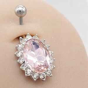 Belly Bars Button Piercing Bar Dangle Navel Body Jewellery Ring Silver Round - Picture 1 of 6
