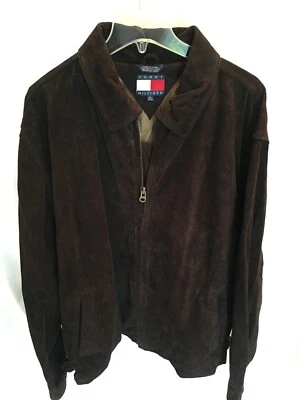 MENS BROWN Tommy Hilfiger Suede CAFE RACER LINED CASUAL Jacket SIZE XL 52" - Image 1 of 4
