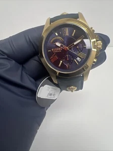 Versus Versace Mens Chrono Lion Gold 44mm Leather Strap Watch - Picture 1 of 24