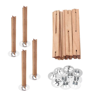 10 Set Wooden Candle Wicks, 0.4 x 3.2 Inch Natural Wood Cores for Candles Making - Image 1 of 4