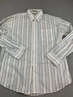 Duck Head Button Down Shirt Men L 16/16.5 34/35 White Stripe Colorful Preppy - Image 1 of 4