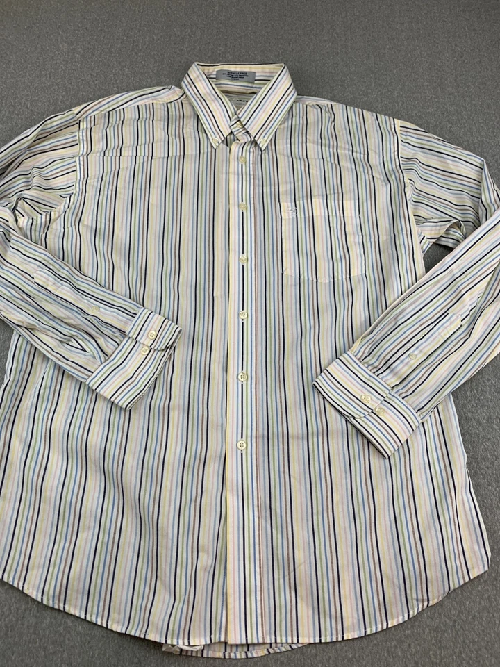 Duck Head Button Down Shirt Men L 16/16.5 34/35 White Stripe Colorful Preppy - Image 1 of 4