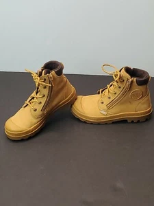 PALLADIUM Pampa Hi Cuff Wp 53476-221-M Amber Gold/Choco Kids Sz 12 Hiking Boots - Picture 1 of 10