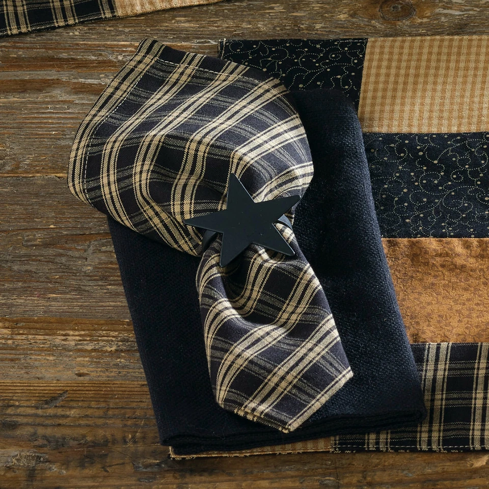 Prairie Patch Country Black and Tan Plaid Cotton Napkins Set of 4 - Image 1 of 1