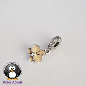 Authentic PANDORA White Orchid Flower Dangle CZ Silver Charm 791554EN12 - Bild 1 von 6
