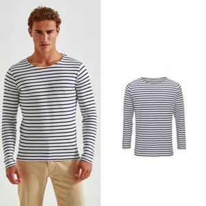 Asquith & Fox Herren Mariniere Coastal Long Sleeve Tee - gestreiftes Baumwoll T-Shirt - Bild 1 von 10