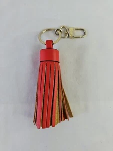 Red Faux Leather Tassel Keychain 4" Long by 1" thick Big Tassel Bag Charm! EUC - Picture 1 of 4