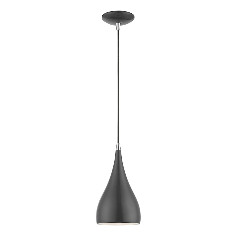 Livex Amador 1 Light Mini Pendant, Gray/Chrome/Gray Aluminum - 41171-96 - Image 1 of 1