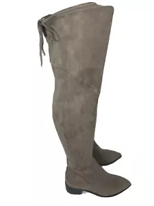 Marc Fisher Yuna Overknee-Stiefel taupe zum Binden mittlerer Absatz Größe 7M LTD 229 $ - Bild 1 von 12