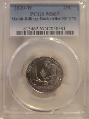 2020 W Marsh Billings Rockefeller Quarter PCGS MS67 - Image 1 of 4
