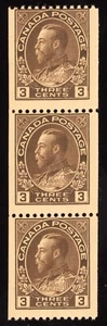 Canada Scott 134 Mint NH OG 3 stamps 3c Brown T785 bhmstamps - Picture 1 of 2