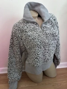 PINK Victoria's Secret Sweater Womens Size Medium Half Zip Long Sleeve Gray Mix - Picture 1 of 7