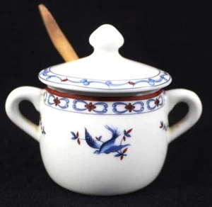Porcelaine De Paris Oiseau Bleu Marmeladenglas mit Deckel und Löffel - Bild 1 von 7