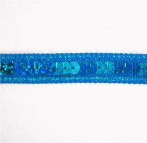 E6172 ~ HOLOGRAFISCHE AQUABLAUE PAILLETTEN NÄHEN Basteln BORTE - Bild 1 von 1