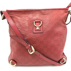 Auth Gucci Guccissima Shoulder bag leather Red 272400 From Japan 1215*3455