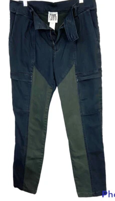 PRAIRIE UNDERGROUND Black Gray Two-tone Chino Cargo Denim Pants Pleats Sz Small - Image 1 of 4