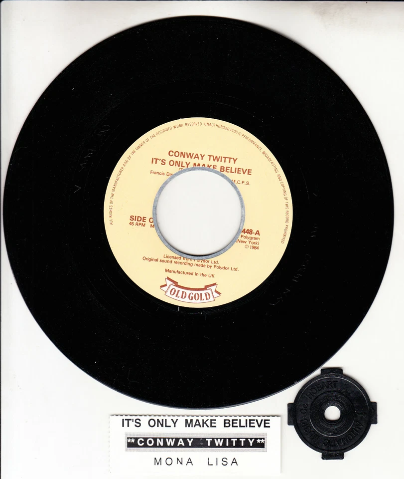 CONWAY TWITTY  It's Only Make Believe & Mona Lisa 7" 45 rpm vinyl record NEW - Image 1 of 1