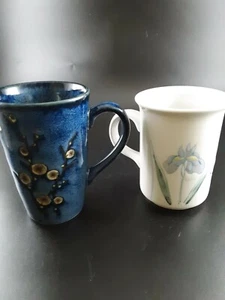 Cherry blossom And Iris Mugs Coffe or Tea Cups. World Market. - Picture 1 of 12