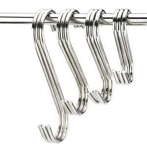 10/20X Stainless Steel S Shape Hooks Kitchen Hanger Rack Clothes Hanging Holders - Picture 1 of 5