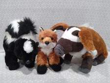 Woodland Animal Plush Lot Of 3 Red River Hog Skunk Fox Wild Republic Aurora