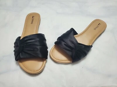CALL IT SPRING  Women's Black Sandals Slip On Size:8.5 Black Fabric Faux Leather - Image 1 of 4