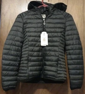 Black Winter Ultralight Puffer Jacket Women Size M Removable Hood Zip Pockets - Picture 1 of 6