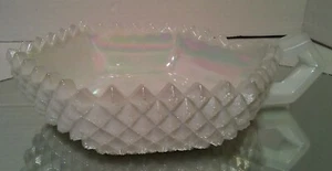 Vintage Westmoreland OPALESCENT English Hobnail Glass 7 1/2" HANDLED BON BON - Picture 1 of 9
