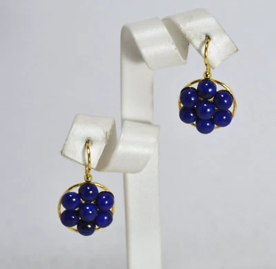 ORECCHINI ARGENTO 925  DORATI  BOTTONI LAPIS 6 mm GANCIO CON SICURA    AGHT 0968 - Immagine 1 di 4