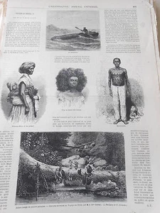 Gravure 1869 - Voyage au Brésil Le catimaron Munducuru jeune fille cafuza - Imagen 1 de 1