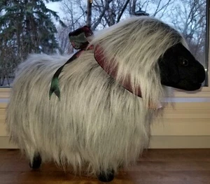 Vintage 19" Designer Hand Made Plush Black Face Long Hair Icelandic Sheep Figure - Picture 1 of 12