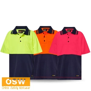 Kids Hi Vis Short Sleeve Left Chest Pocket Micromesh Polo with Pocket - Imagen 1 de 5