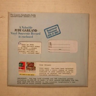 JUDY GARLAND / LONGINES 6 SONG FLEXI-DISC PROMO OFFER / 7 INCH 33 RPM / NM - Image 1 of 3