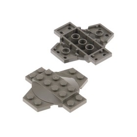 2x Lego Cross Plate 6x6x2/3 Vintage Dark Grey Lid Star Wars 7313 7151 30303