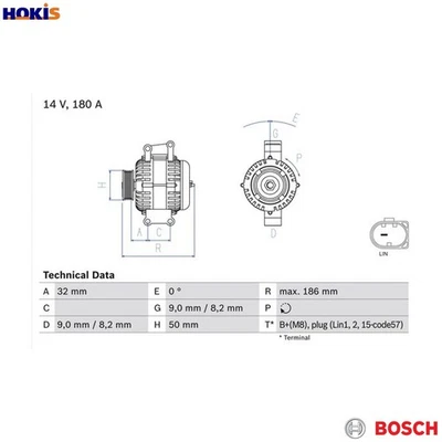 ALTERNATOR 0 986 084 590 FOR MERCEDES-BENZ VIANO V-CLASS VITO/MIXTO/Van/Bus 2.1L - Image 1 of 4
