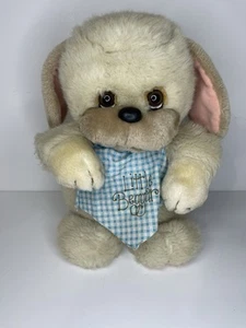 Vintage Applause Little Beggar Dog Tan Puppy Plush Blue Bib Stuffed Animal - Picture 1 of 5