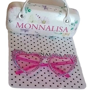 New Rockstar Diva Pink Heart Rhinestone MONNALISA Sunglasses Case Cloth Disc. - Picture 1 of 8
