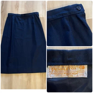 Vintage Pendleton 100% Wool Pencil Skirt Size 8(Runs Small) Navy Lined USA Made - Picture 1 of 7