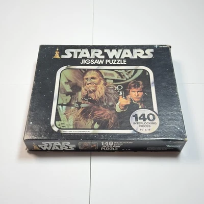 Rompecabezas vintage 1977 Star Wars Han Solo Chewbacca 140 piezas 14x18 Kenner Foto 1 de 4