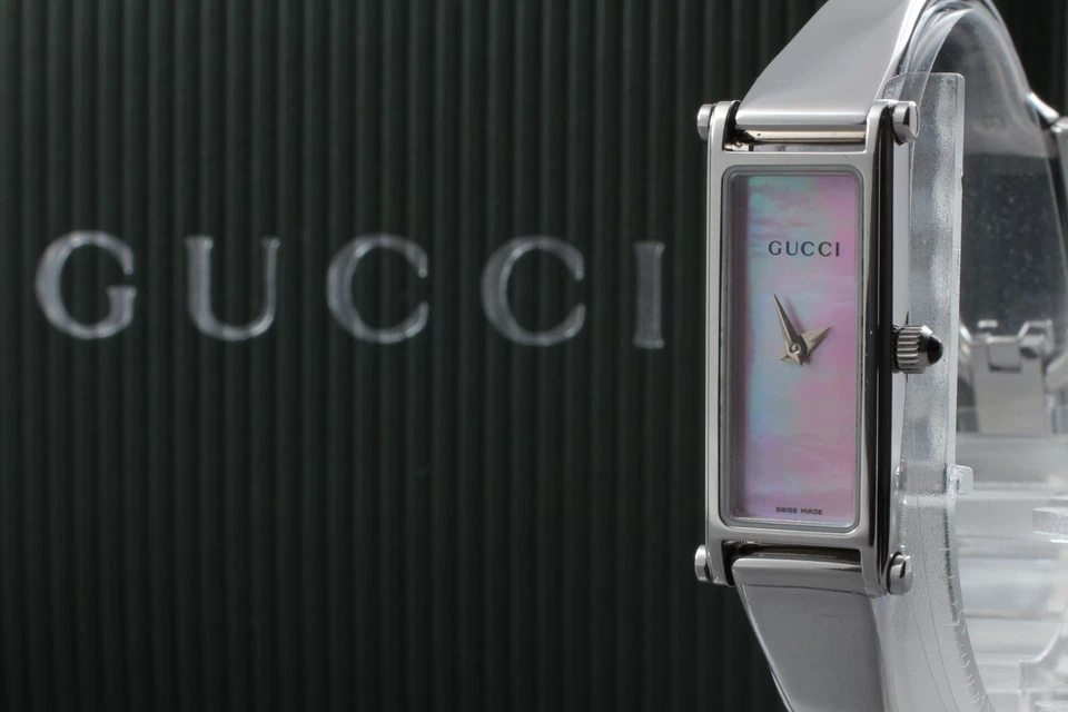 [Near MINT W/Box] Vintage Gucci 1500L 12mm Pink Shell Silver Qz Women's watch - Image 1 of 4