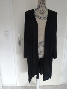 Feine Strickhülle Jacke lang Jersey Stoff Schwarz Gr S 36 Strickmantel Strickjac - Bild 1 von 8