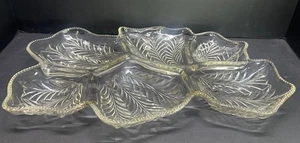 Vintage Jeanette Depression Glas Relish Tablett Schale Feder Urlaub klar 16,5" - Bild 1 von 8