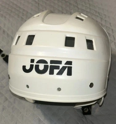 Capacete antigo JOFA branco hóquei no gelo tamanho sênior vintage anos 80 - Imagem 1 de 4