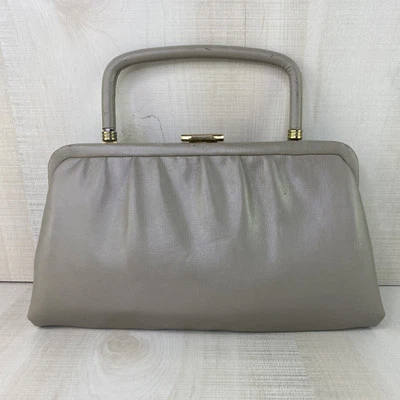 Bolso de mano vintage Ande clutch noche cartera con cierre - marrón tostado - cuero Foto 1 de 4