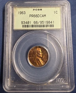 1963 PCGS PR66 RD DCAM Lincoln Cent - Picture 1 of 2