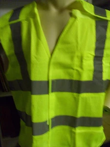 SAFETY VEST 5 POINT BREAKWAY LIME-GREEN ROAD WORK, HIKING, HUNTING - Picture 1 of 2