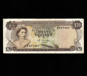 Bahamas 20 dólares 1974 P-39a * En muy buen estado muy nítido * Reina Isabel * - Imagen 1 de 2